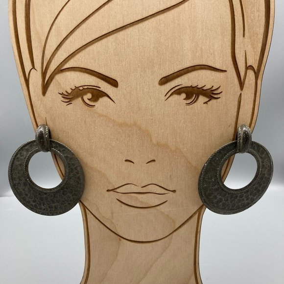 Large Hammered Doorknocker Earrings, Big and Bold Statement Couture Brass Grunge - Picture 1 of 5